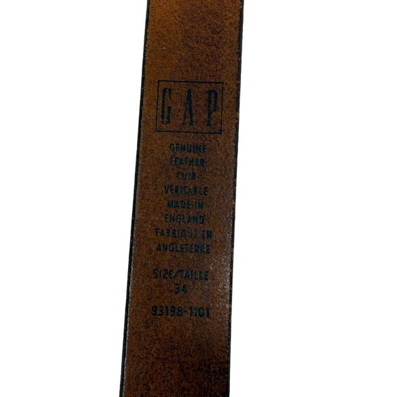 GAP Brown Genuine Leather Belt 34" Made In England Mens Classic Medium Width - Picture 3 of 3